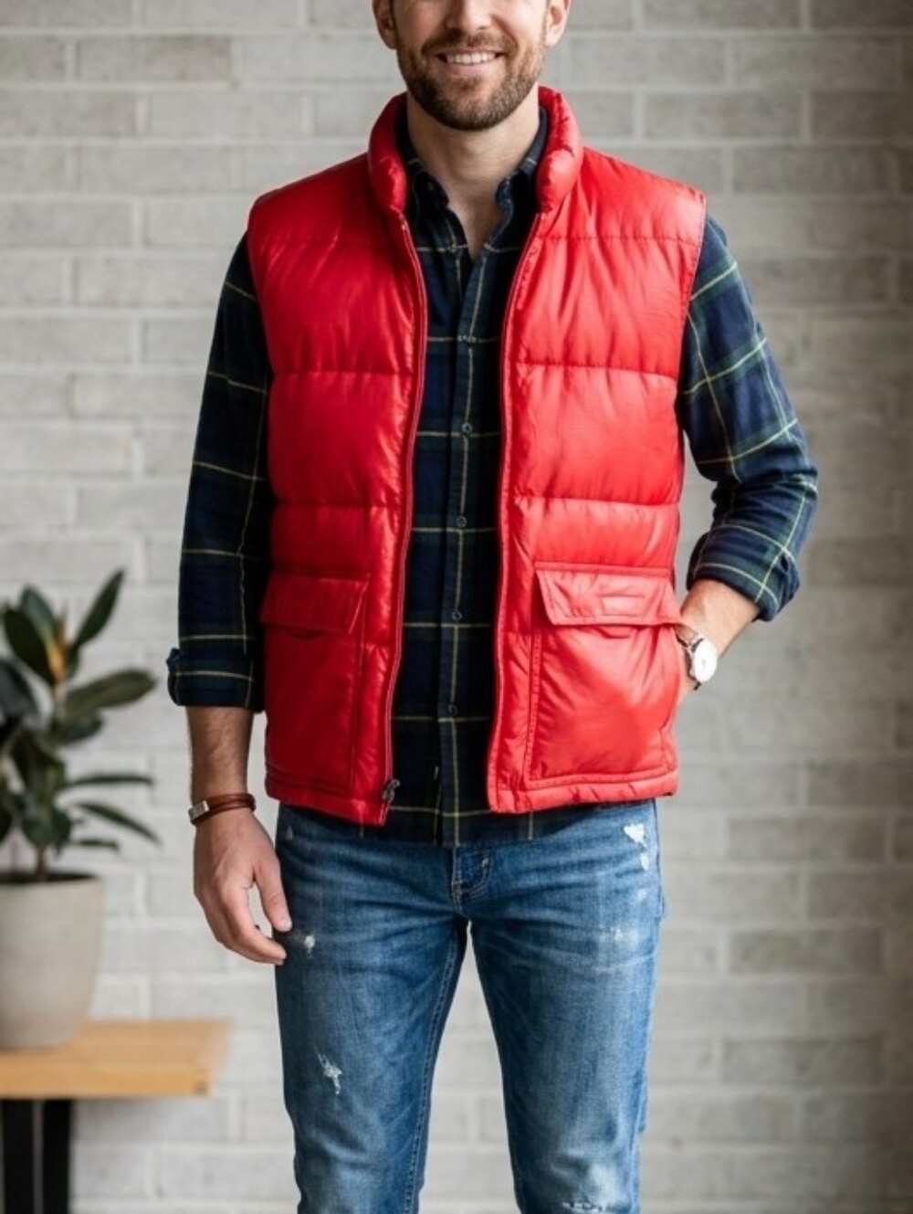 Vintage 70s Frostline Down Puffer Vest Red Small Gorpcore Hiking